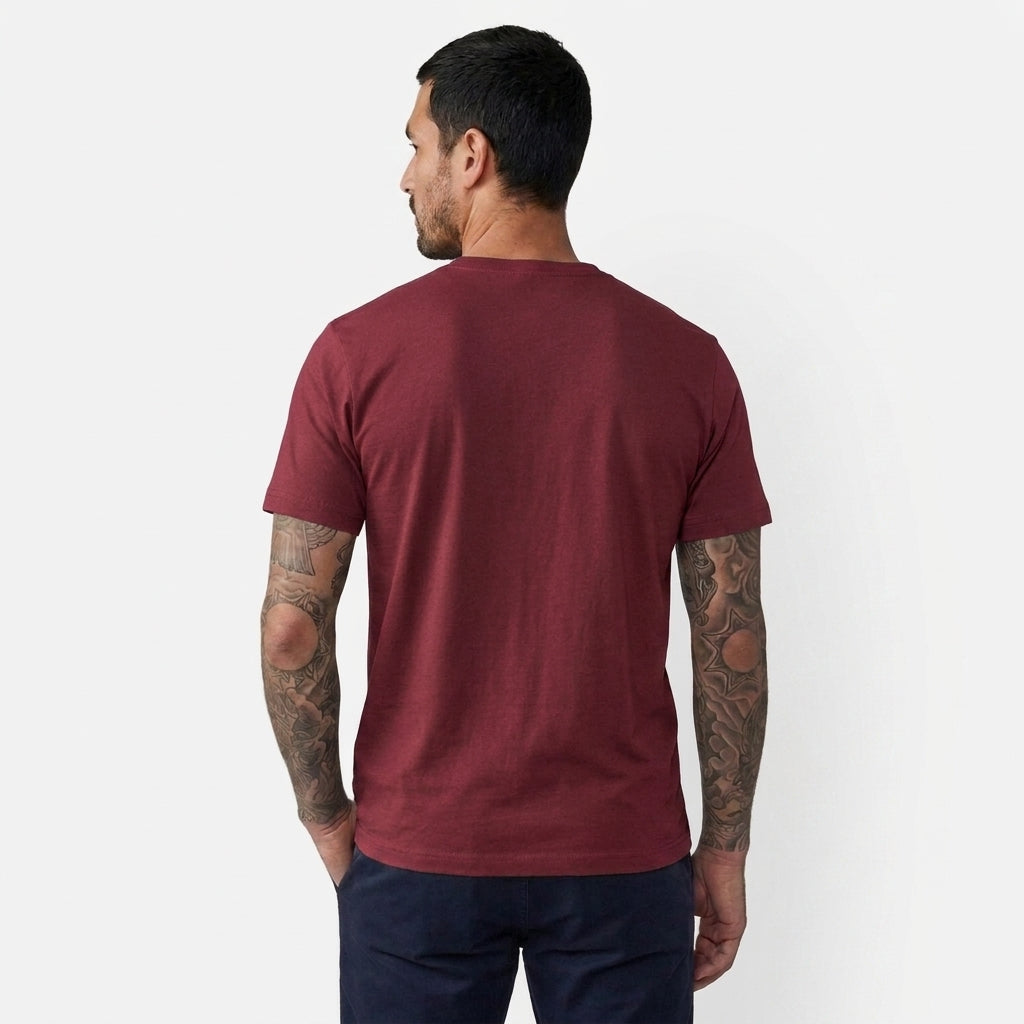 Premium Regular Fit Round Neck Cotton T-Shirt - Maroon