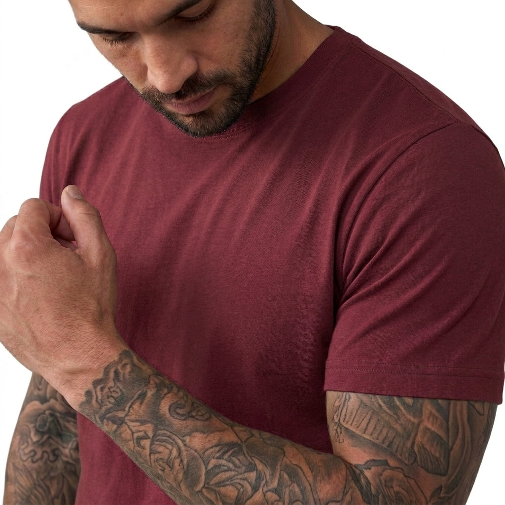 Premium Regular Fit Round Neck Cotton T-Shirt - Maroon